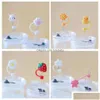 Drinking Straws Er Tips Reusable Creative St Sile Dust Cap Splash Proof Plugs Lids Anti-Dust Tip Suower Cherry Blossom Rainbow Cat Paw Dhnqy