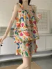 Домашняя одежда Limiguyue Summer Kawaii милые камизольные шорты домашняя одежда красочная печать женщин пижама набор спагетти ремня хлопковой снаряда S543