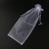 Enrole de bolsas de tampa de garrafa de organza pura (branca)
