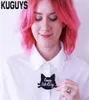 KuGuys Jewelry Letter Crazy Cat Lady Colar para mulheres Moda acrílica Kitten preto de pingente grande camisola Chain2575656