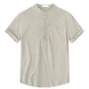 여름 남성 짧은 슬리브 티셔츠 코튼 티셔츠 린넨 캐주얼 남성 티셔츠 통기 Top S-5XL 240511