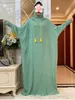 Etniska kläder Nya Ramadan Muslim Två hattar Abaya Dubai Turkiet Islam Bönkläder Bomull Jacquard Tygklänningar Islam Kvinnor klär KAFTAN T240510