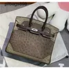 Women Brkns Handbag Genuine Leather 7A Handswen High ostrich skin tone color small 25CM handheld high-endJHTM