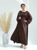 Etniska kläder Ramadan Eid Dubai Black Satin Abaya Turkiet Islam Kimono Muslim Dress sätter bönkläder för kvinnor Kaftan Robe Femme Musulmane T240510