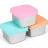 Teller 3 Pack Edelstahl Snack Behälter für Kinder Easy Open Leck Proof klein mit Silikondeckel Kleinkind Lunchbox