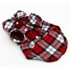 Dog Apparel Summer Small Pet Puppy Plaid T Shirt Lapel Coat Cat Jacket Clothes Costume Shirts Red XS/S/M/L Size