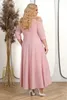 Modeste en dentelle rose mère de la mariée robes appliquées 3/4 manches longues robe invitée de mariage longueur de cheville plus taille robes de soirée