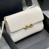 Le Maillon Satchel em bolsa de couro lisa Flha dianteira Decorada Cadeia magnética Link Detalhe da cadeia de ombro Designer genuíno Luxo Cros 272a