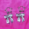 Hoop oorbellen y2k bowknot drop zilveren kleur kleine schattige vrouwen mode meisjes geschenk verjaardagsfeestje sieraden