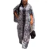 Ethnic Clothing Plus Size African Clothes For Women Summer Elegant Long Sleeve V-neck Polyester Maxi Dress Gowns Dashiki Africa