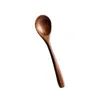 Spoons 1Pcs Japan-Style Wooden Spoon Kitchen Cooking Soup Dinner Teaspoon Coffee Dessert Ice Cream