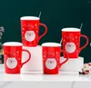 Tasses créatives du Père Noël Claus en céramique Tasse de dessins animés Scoop de grande capacité avec lait d'eau de couvercle