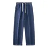 Мужские джинсы обычные брюки мешкообразно твердый цвет прямой повседневной понайк -пографию классический отдых 1 стильная мода