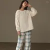 Kadınların Pijama 2024 Moda Kış Pazheli Homewear 2 Parçası Set Kalınlı Mercan Polar Nightwear Gençlik Kız Loungewear Pijama Femme Pour