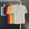 Magliette da donna 2024 Primavera ed estate Miyake T-shirt Stand-up Piatto di fibbia per fibbie sciolte Donne Piegate Etnica Vento di tempo libero