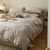 Bettwäsche Sets 2024 Langstufe Baumwolle Vierteilige Bettwäsche Est einfarbig reaktiver Druck einfacher nordischer Stil Hafer