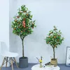 Dekoratif çiçekler yapay turuncu ağaç bonsai sahte Çin bitki saksı oturma odası servet ev dekorasyon 120cm 150cm
