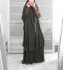 Vêtements ethniques personnalisés en gros de gros swing swing coloride top jupe en deux pièces robe islam musulman middle orientbai abaya t240510