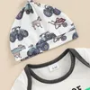 Kleidungssets Baby Boys 3pcs Outfit Farm Kleidung Kurzarm Buchstabe Druck Strampler Traktorhosen Set Hut