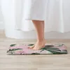 Mattor Vita exotiska blad och orkidéblommor Non Slip Memory Foam Bath Mat för heminredning/kök/inträde/inomhus/utomhus/vardagsrum