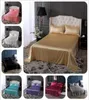 Sheets Sets 18 Colors Luxury Satin Silk Flat Bed Sheet Set Single Queen Size King Bedspread Cover Linen Double Full Sexy7188194