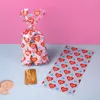 Placa de presente 50pcs amo saco de doces de coração Clear plástico sacos de chocolates embalagens de biscoitos Pounch Valentine Wedding Christmas Party Favors