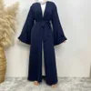 Vêtements ethniques mode musulman Dubaï Abaya Long Hijab Robes avec ceinture Islam Vêtements Abayas Robes africaines pour femmes Kaftan Robe Musulmane M T240510