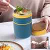 Conteneur isolé sous vide de vaisselle avec cuillère pliable Boîte à lunch portable en acier inoxydable tasse de fuite de fuite