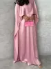 Vêtements ethniques Ramadan Eid Satin brillant Abaya Dubai Luxury 2024 Abayas musulmans arabes pour femmes robes de Kaftan Vêtements islamiques Caftan Marocain T240510