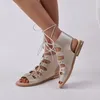 Pantofors Womens Fashion Arrivo Summer Color Solid Out Out Open Op Apro Larghezza Sandali al tallone Sandali sexy Casual Dress Scarpe