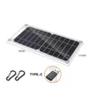 Painel solar 30w USB TIPEC Impermeável Caminhada ao ar livre Campo portátil Bateria de telefone Coloque um banco de celular 68V 240430