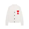 Unisex -ontwerper Amis Sweater Fashion Men's and Women's A Letter Small Red Heart Borduurwerk Casual katoenen hoodie Dames metalen ritssluiting Cardigan Sweaters
