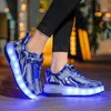 Roller Skates Schuhe für Kinder Kinder Jungen Mädchen Fashion Sport Casual 2 Räder mit Turnschuhen blinken Fußware -LED -Stiefel 240429