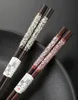 Китайские натуральные лакированные деревянные палочки для палочек с матерью жемчужного инкрустации в художественном искусстве многоразовый стиль в японском стиле стильный подарочный набор 240422