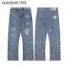 Galerry Deept High -End -Designerhose für äußere einzelne spritzende Graffiti -Mikrolautsprecher Spleißen mit Löchern für lässige Loose Jeans und Hosen Trendy mit 11 Original