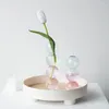 Vases Multicolor Transparent Glass Vase Gradient Color Bubble Shaped Hydroponic Plant Flower Bottle Home Room Desktop Decor