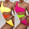 Frauen Badebekleidung solide Schwimmbeachbekleidung Kontrast Bikini Bikini Badeanzug Frauen sexy Swimwears Tankinis Set Tanga Bottoms