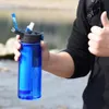 650ml portable water purifier bottle kettle gym training bottle leak proof vibration bottle outdoor survival filter 240506