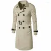 Herenjacks 2024 Autumn European en American Long Fit Double Breasted Wind Breakher Coat Fashion Personality