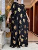 Ubranie etniczne Najnowsza muzułmańska sukienka Ramadan Eid z dużym szalikiem Kobiety luźne bawełniane maxi szatę femme muulmane afrykańskie złoto stemplowanie loral Abaya T240510