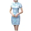 Abiti casual Vintage Old Shanghai Cheongsam Donne Elegante collare mandarino Cinese Abito corto Codellone Sexy Bodycon Party Qipao Vestidos