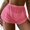 Solide kleuren zwempakbodem voor dames highs taille zwem shorts zomer bikini's trekkoord strandkleding