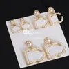 New Pearl Earrings Ear Studs For Lady Gold Letter Drop Earrings Sparkly Dangler With Box Christmas Gift