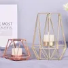 Kaarsenhouders Noordse metalen kandelaar Rose Gold Holder Creative Hexagon Stand Huishouden Prachtig licht Luxury Candelabra Decor