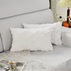 Kissen inyahome Set von 2 Boho Quadrathülle Festschale für Couchsofa Bett Stuhl Plüsch Wolle Samt Dekorative Weiß