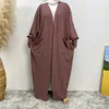 Vêtements ethniques Modestes Abaya Ramadan Mode musulmane Dubaï Abaya Long Hijab Robes avec ceinture Islam Vêtements Abayas Robes africaines pour femmes Kaf T240510