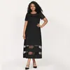 Plus -Size -Kleider Kurzarm Kurzarm Sommer Elegant Fit Flare Kleid Frauen Mesh Panel Schwarze Midi Party Casual Chic für jeden Anlass