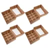 S contreprise les conteneurs 4 PCS Boîte à muffins Boîtes à cupcakes 12 Count Storage Paper Mini avec porte-liouges