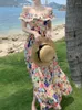 Robes décontractées Femmes colorées ruchées élégantes avancées françaises lambrissées à la mode Retro dames côté mer vacances doux élégant vestidos chics
