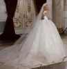 2024 Suknie ślubne błyszczące cekiny Odłączane długie rękawowe koraliki bez ramiączki Puchatą suknie ślubne Bridal Bride Gowns Vestido de noiva casamento